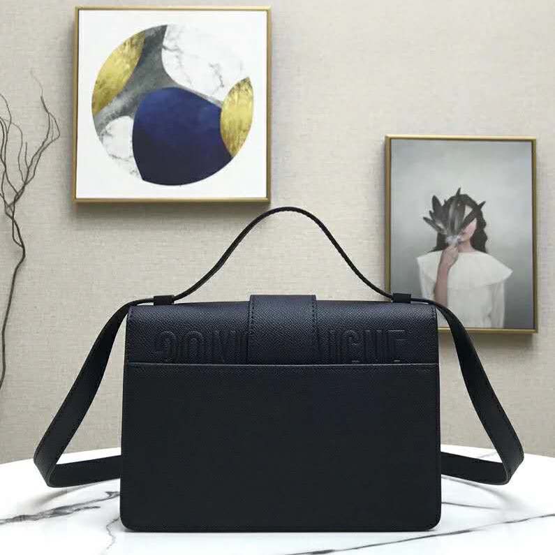 Dior Women 30 Montaigne Bag Black Grained Calfskin CD Clasp - LULUX