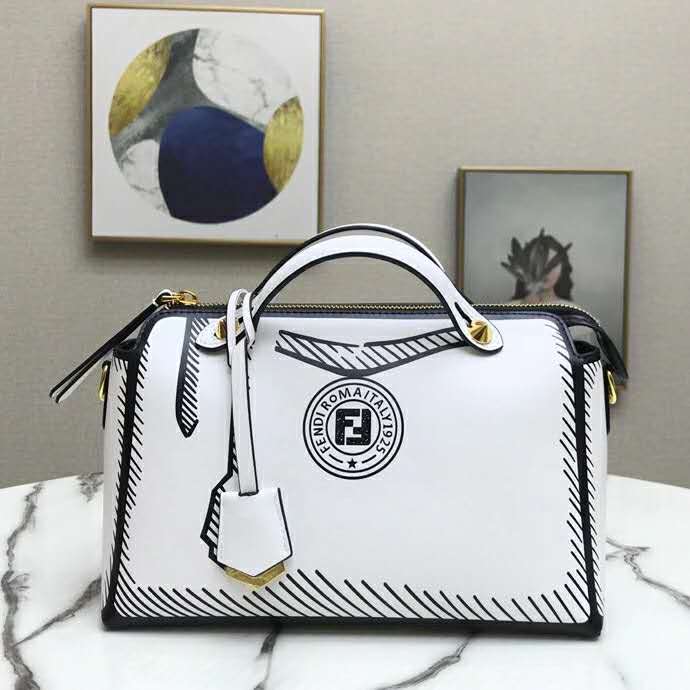 FENDI Boston Bag Leather White Auth bs6767 ref.982541 - Joli Closet