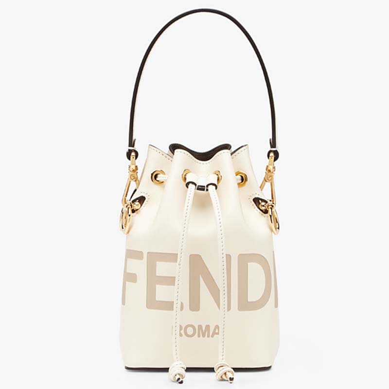 Fendi Women Mon Tresor Bucket Bag White Leather Mini-Bag - LULUX