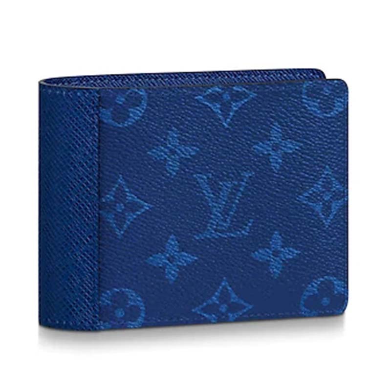 Louis Vuitton Brazza Wallet Navy Blue in Monogram Coated Canvas/Taiga  Cowhide Leather - US