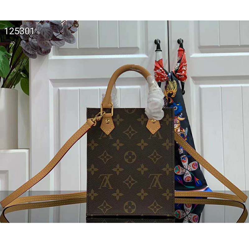 Louis Vuitton PETIT SAC PLAT Monogram Unisex Street Style Bag in Bag A4  2WAY Plain (M46452) in 2023