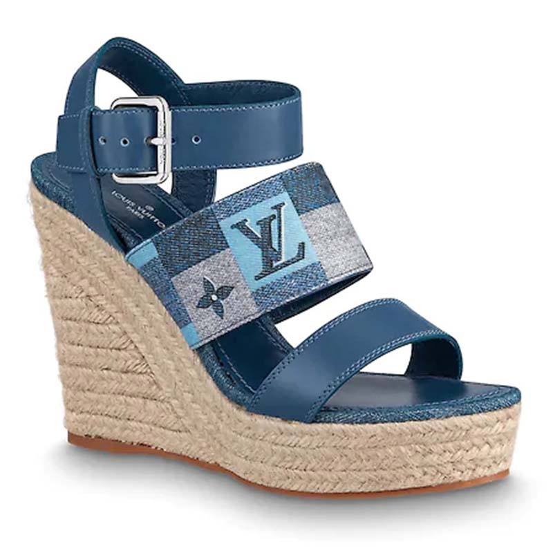 Louis Vuitton Women's Croisiere Wedge Sandals Denim - ShopStyle