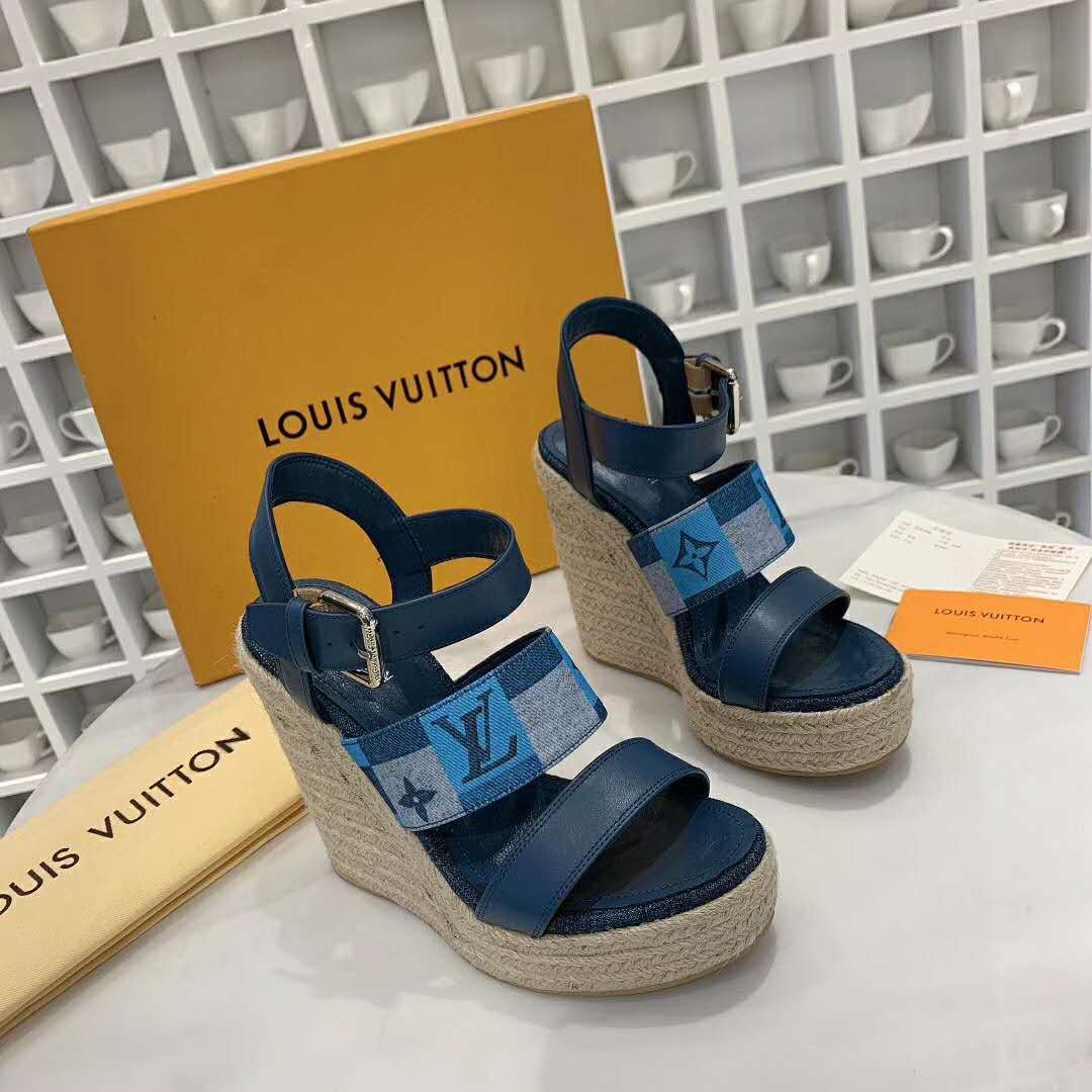 Louis Vuitton Denim Wedge Sandals For Menu | IUCN Water