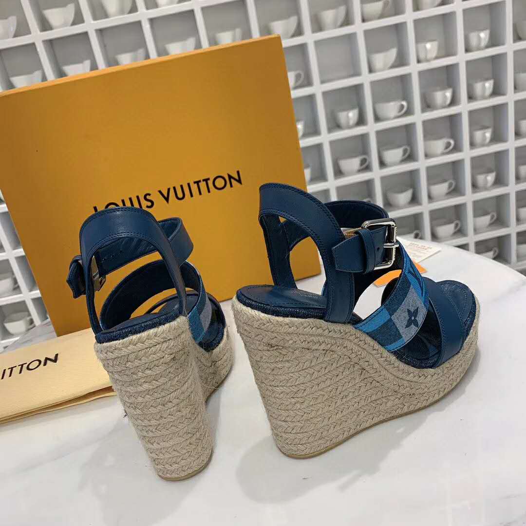 Vuitton Starboard Line 20 years PVCx leather wedge sole sandals 35