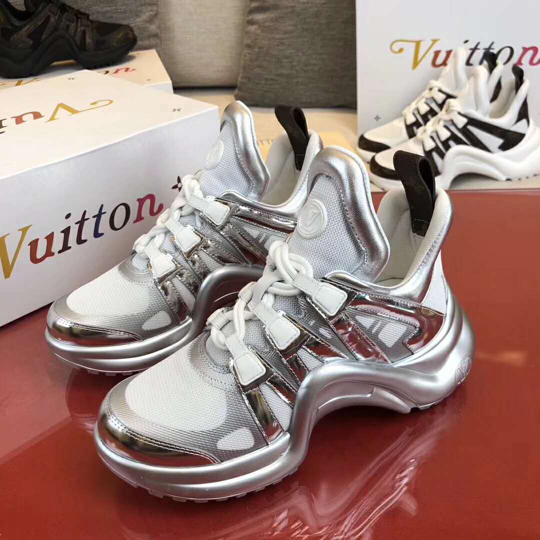 Louis Vuitton Glitter Low-Top Sneakers - Silver Sneakers, Shoes - LOU165402