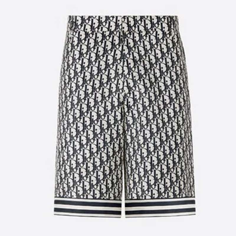 Dior Men Grey, Pattern Print 2020 Flat Front Shorts Us38, IT48 | M