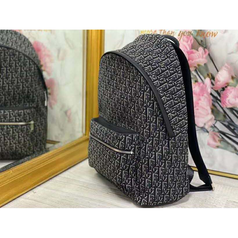 Dior Unisex Rider Backpack Gray Dior Oblique Jacquard - LULUX