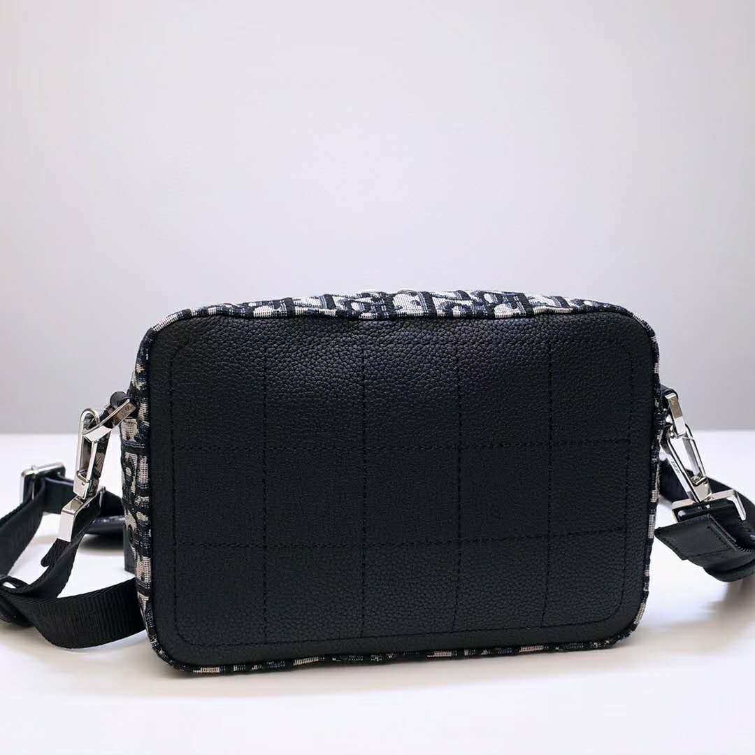 Dior Unisex Safari Messenger Bag Grained Black Calfskin Dior Oblique ...