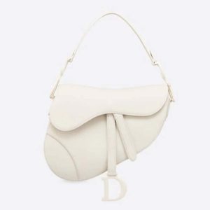 Dior Women Saddle Bag Latte Ultramatte Calfskin 'D' 'CD' Signature-White