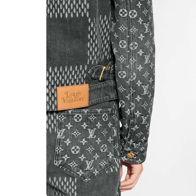 louisvuitton blurry giant monogram collar-less denim jacket