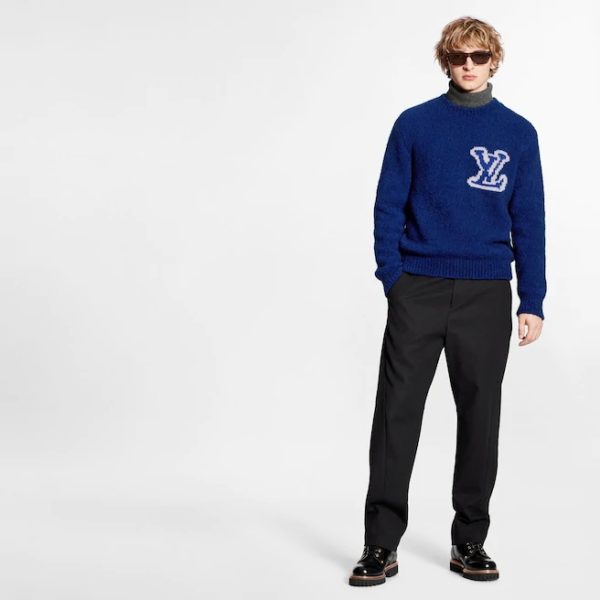 Louis Vuitton Thistle Intarsia-knit Wool Jumper in Blue for Men