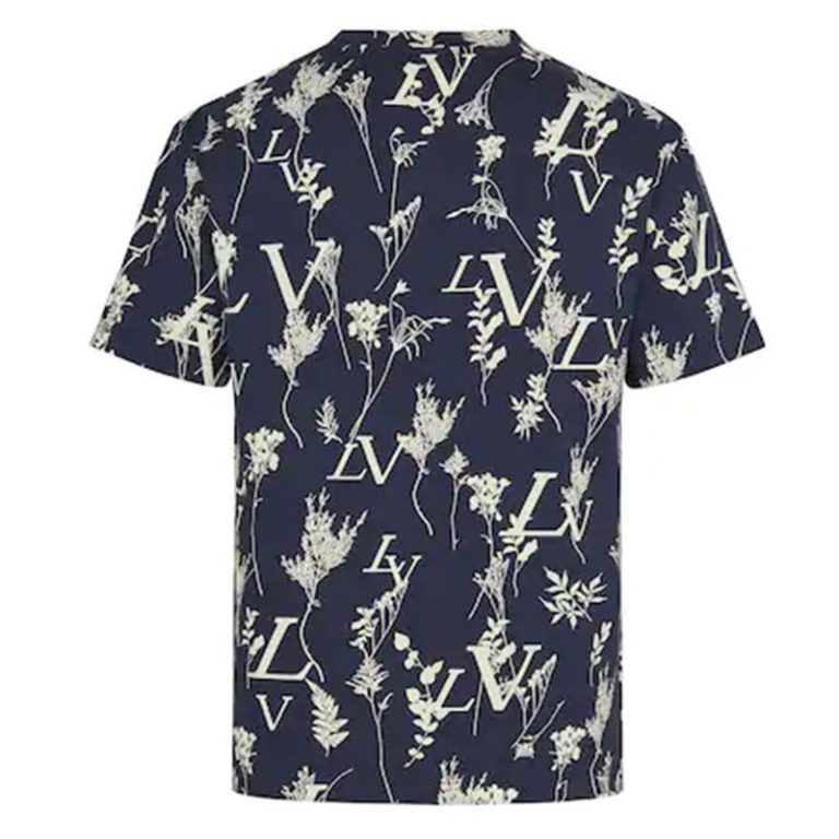 Louis Vuitton LV Men LV Leaf Discharge T-shirt Regular Fit Cotton-Blue ...