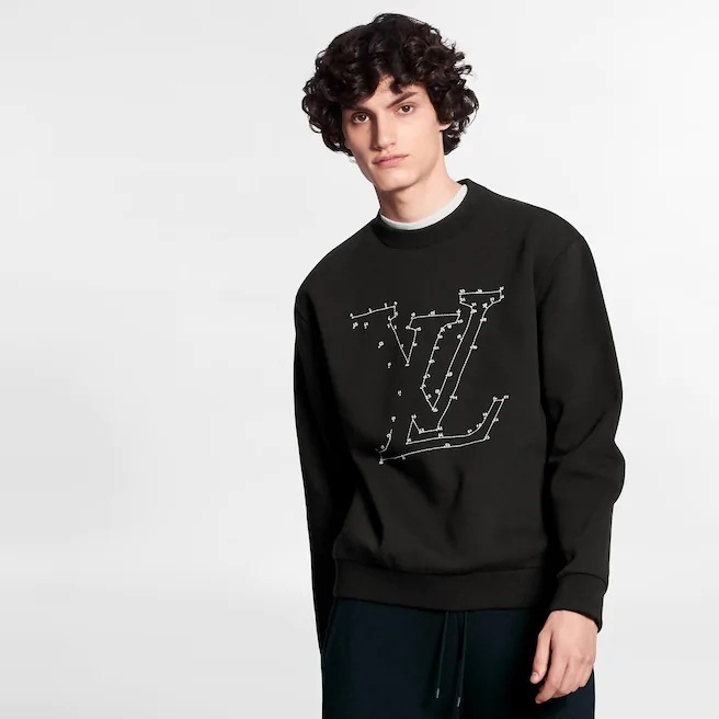 Shop Louis Vuitton 2022 SS Lv Stitch Print Embroidered Sweatshirt