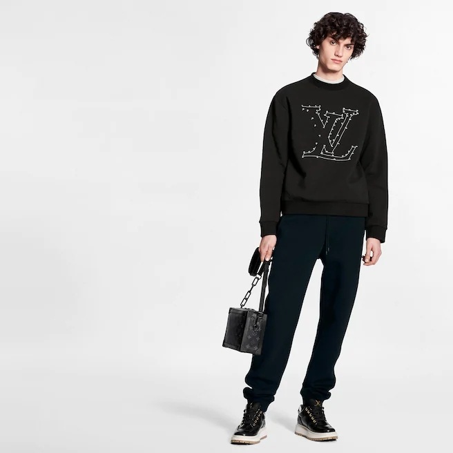 Louis Vuitton MONOGRAM 2022 SS Lv stitch print embroidered sweatshirt  (1A84LS)