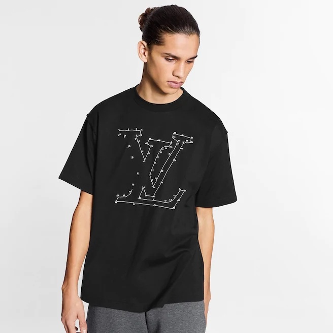 Louis Vuitton Bead-Embroidered Cotton T-Shirt BLACK. Size Xs