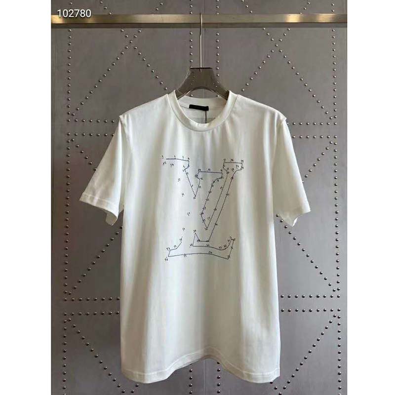 Louis Vuitton LV Men LV Stitch Print Embroidered T-Shirt Regular Fit ...