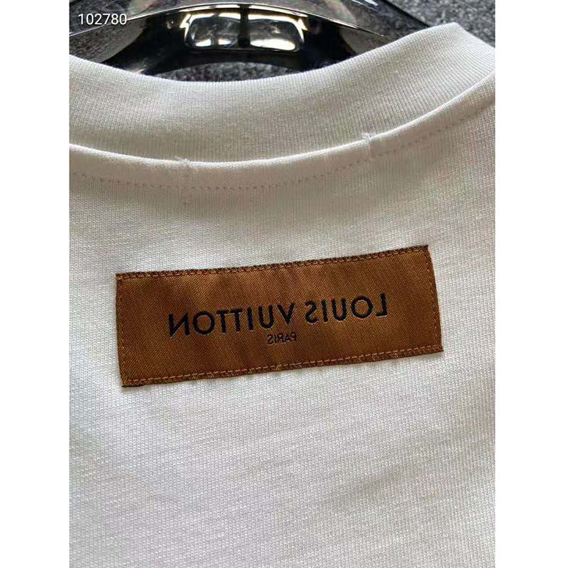 Louis Vuitton LV Men LV Stitch Print Embroidered T-Shirt Regular Fit  Cotton-Black - LULUX