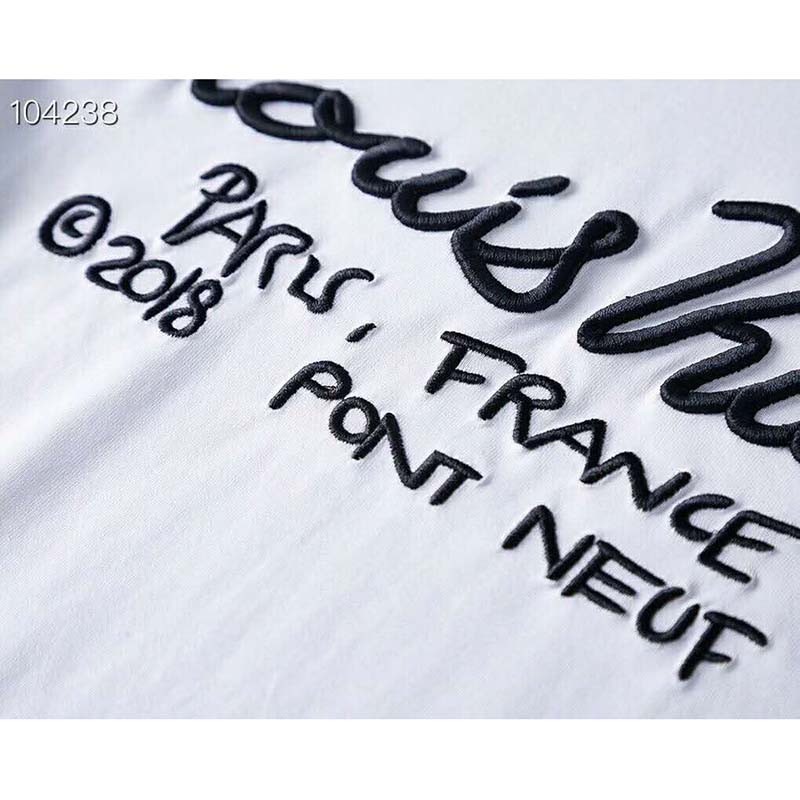 Louis Vuitton LV Men Pont Neuf Signature Print & Embroidery T-Shirt - LULUX