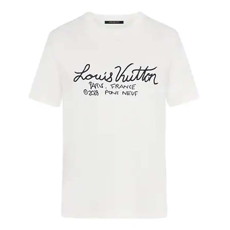Louis Vuitton 2020 Signature Print & Embroidery T-Shirt - White T