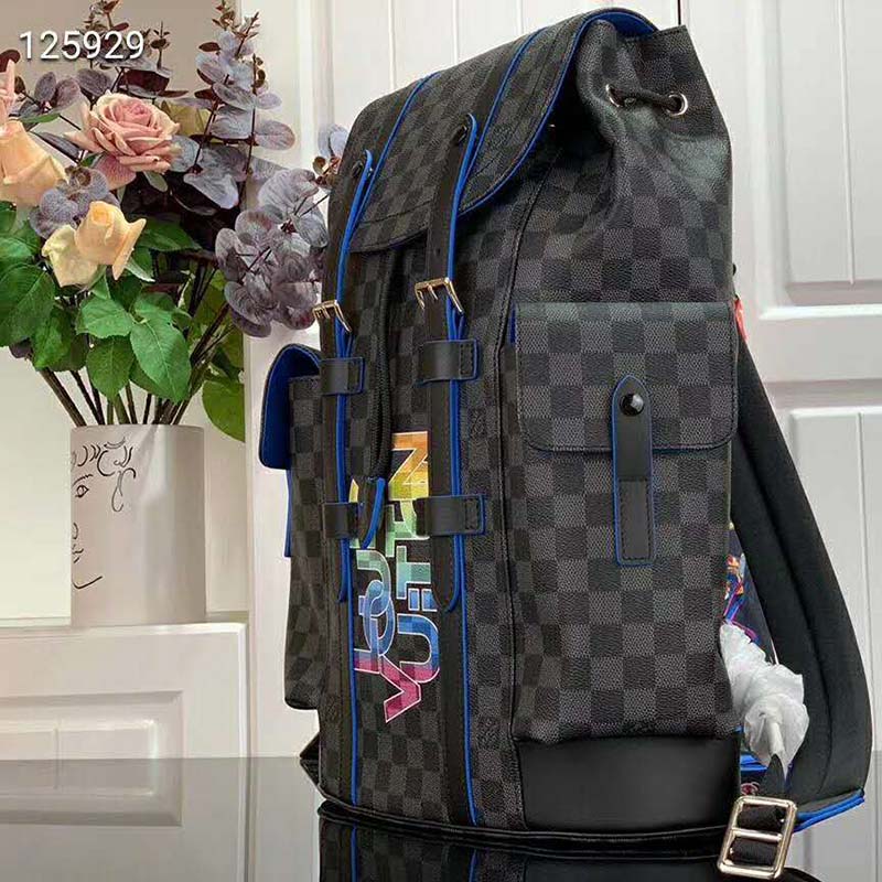 LV-N41055-300 size:41*48*13cm Louis Vuitton Christopher Backpack PM N41055 Damier  Graphite Canvas