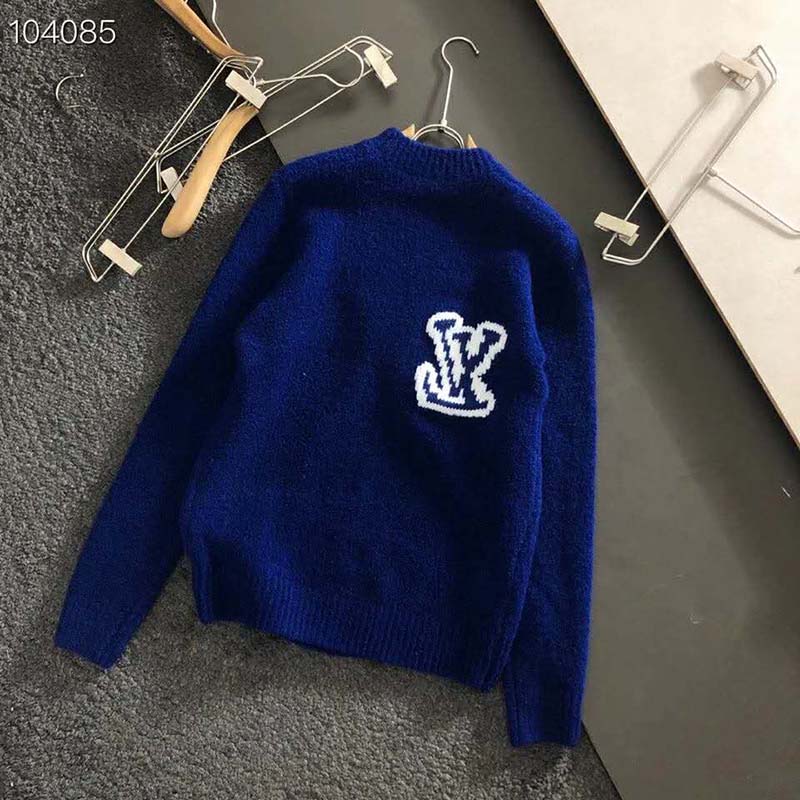 Louis Vuitton 2020 Scribbles Intarsia Pullover - Blue Sweaters
