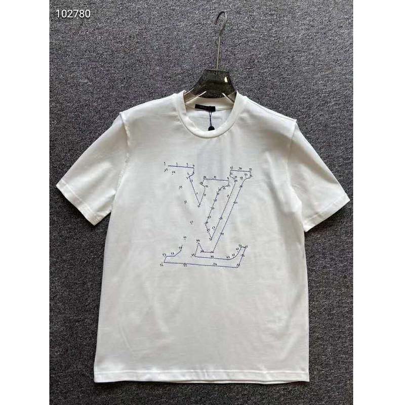 Louis Vuitton LV Women LV Stitch Print Embroidered T-Shirt Regular Fit ...