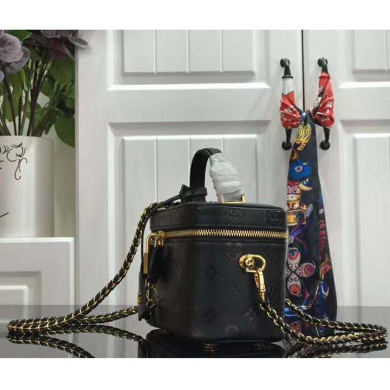 Louis Vuitton LV Women Vanity PM Handbag Black Monogram-Embossed Lambskin - LULUX