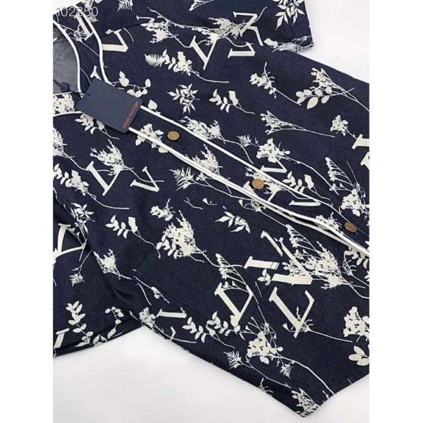 louis vuitton lv leaf denim baseball shirt