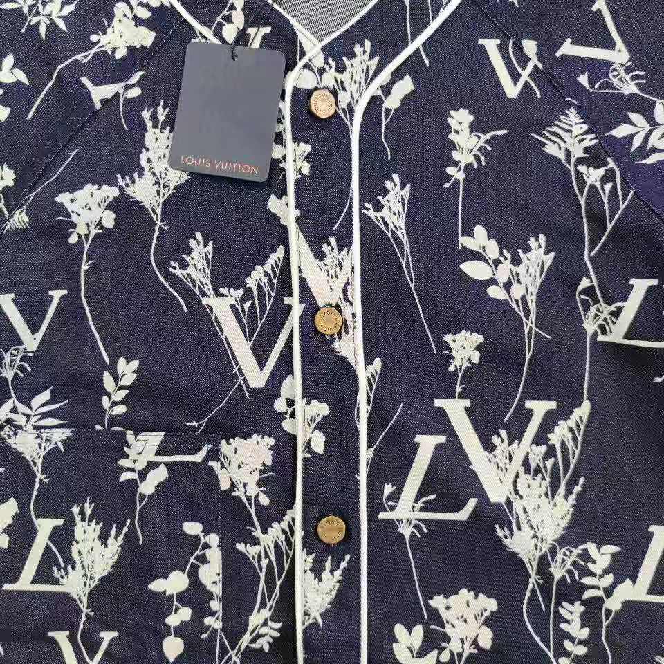 Compare prices for LV Leaf Denim Baseball Shirt (1A7XFP) in official stores