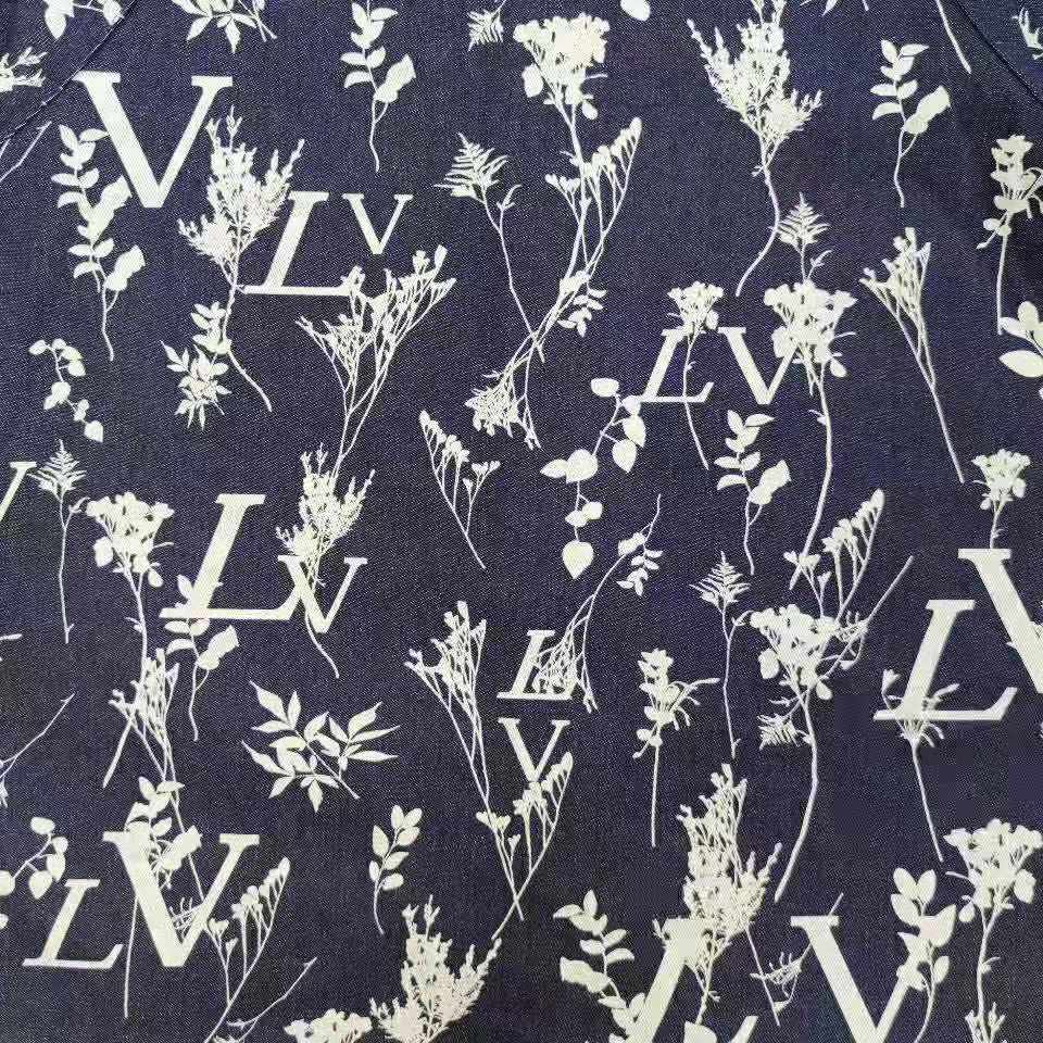 Louis Vuitton LV Leaf Denim Baseball Jersey Shirt