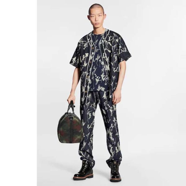 louis vuitton lv leaf denim baseball shirt