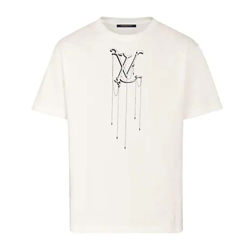 LOUIS VUITTON Game On Thread Embroidered White Tee T-shirt Studded