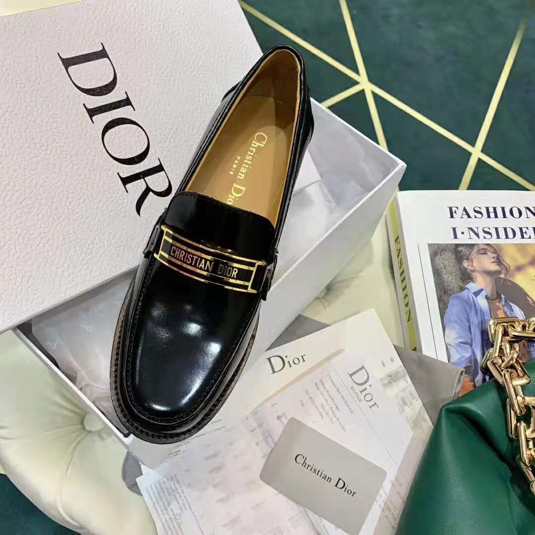 Dior Women Dior Code Loafer Black Glazed Calfskin 'Christian Dior ...