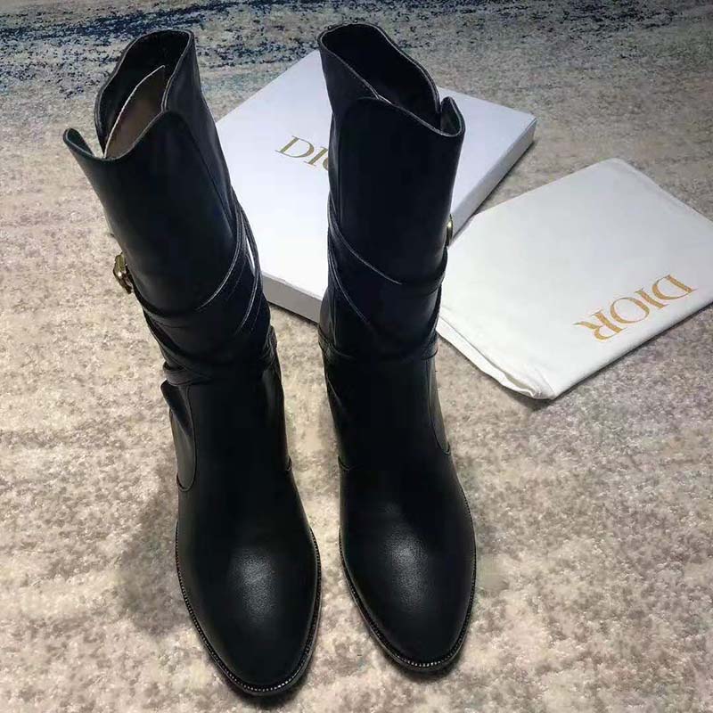 Dior Empreinte Ankle Boot Black Calfskin and Rubber | DIOR