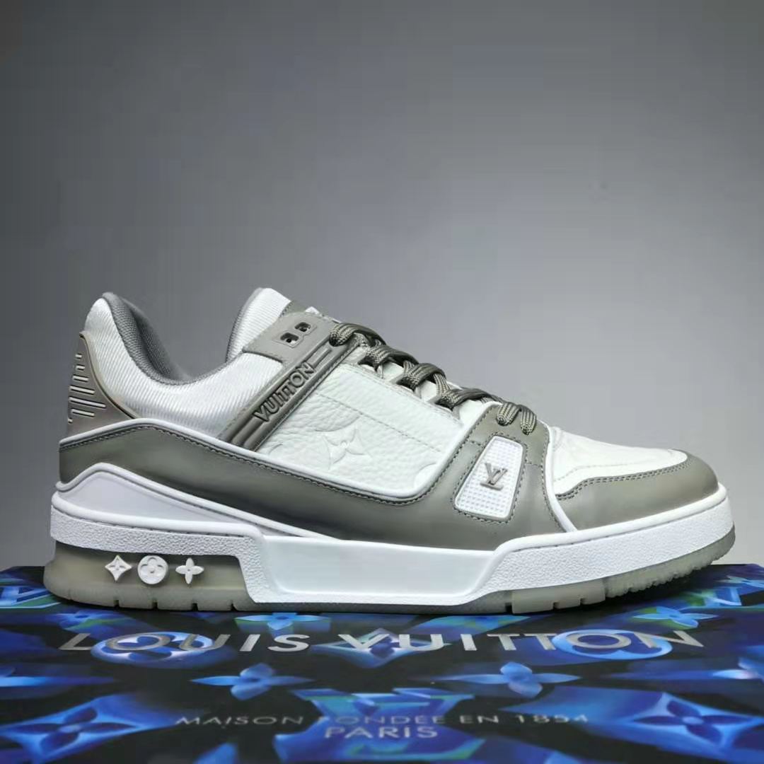 Louis Vuitton Men's Trainer Sneakers Monogram Embossed Metallic