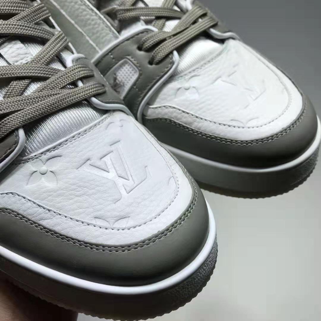 Men's LV Trainer Sneakers Monogram Embossed Metallic Leather