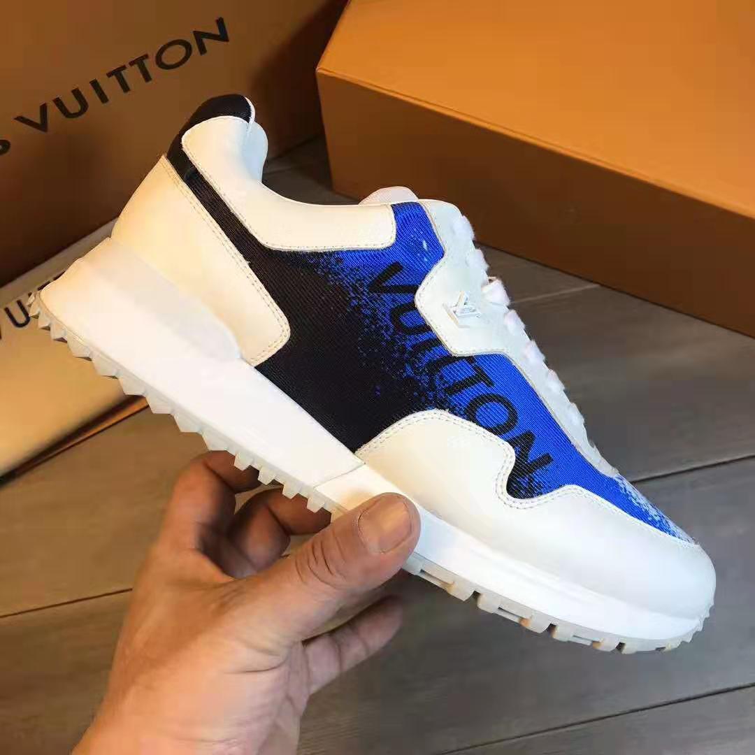 Louis Vuitton LV Men Run Away Sneaker Calf Leather and Textile-Blue - LULUX