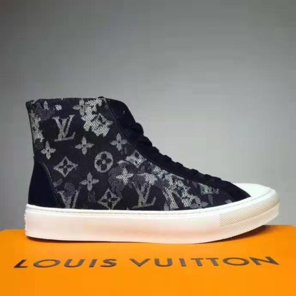 Louis Vuitton LV Men Tattoo Sneaker Boot Monogram Tapestry Denim-Blue ...
