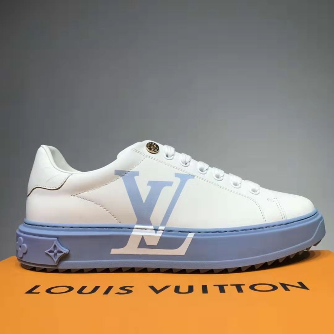 Louis Vuitton LV Unisex Time Out Sneaker Printed Calf Leather 3-D Monogram  Flowers-Blue - LULUX