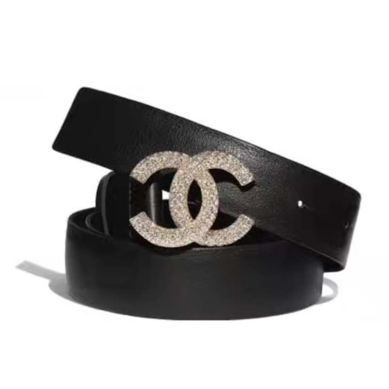 Chanel Belt With Double C Buckle Black Black-Toned Metal Women Belt -  Clothingta