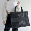 dior book tote black mesh embroidery