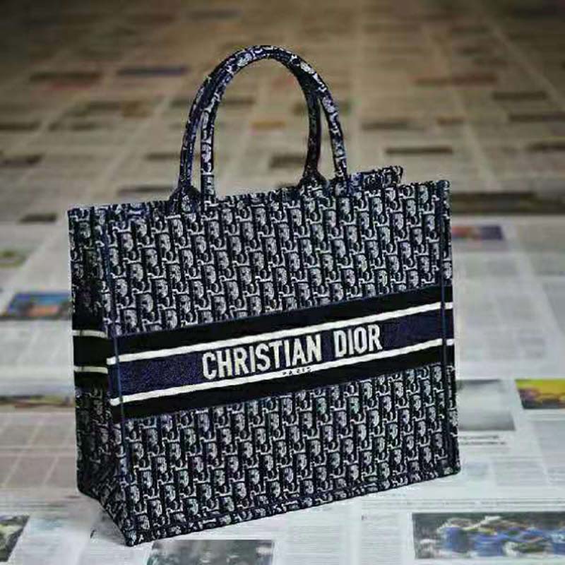 Handbags  Dior Womens Medium Dior Book Tote Blue Dior Oblique Embroidery  (36 X 27.5 X 16.5 Cm) ~ Antoniaweir