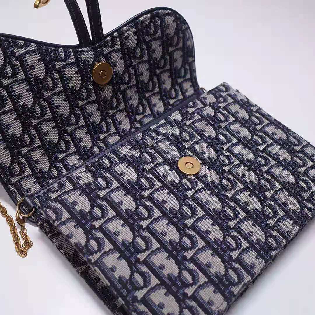 Saddle Pouch • Blue Dior Oblique Jacquard – Dior Couture UAE
