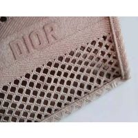 Dior Women Small Dior Book Tote Clay-Colored Mesh Embroidery