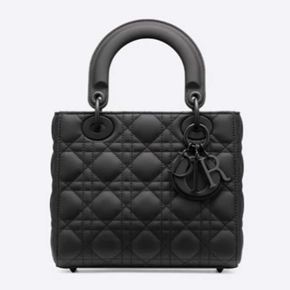 Dior Women Small Lady Dior Bag Black Ultramatte Cannage Calfskin 8 