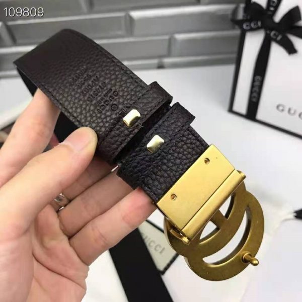 reversible leather belt with double g buckle