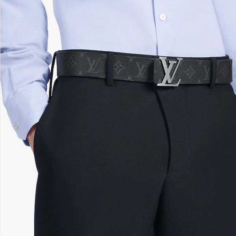 Louis Vuitton LV Line Reversible Belt Monogram Eclipse 40MM Grey