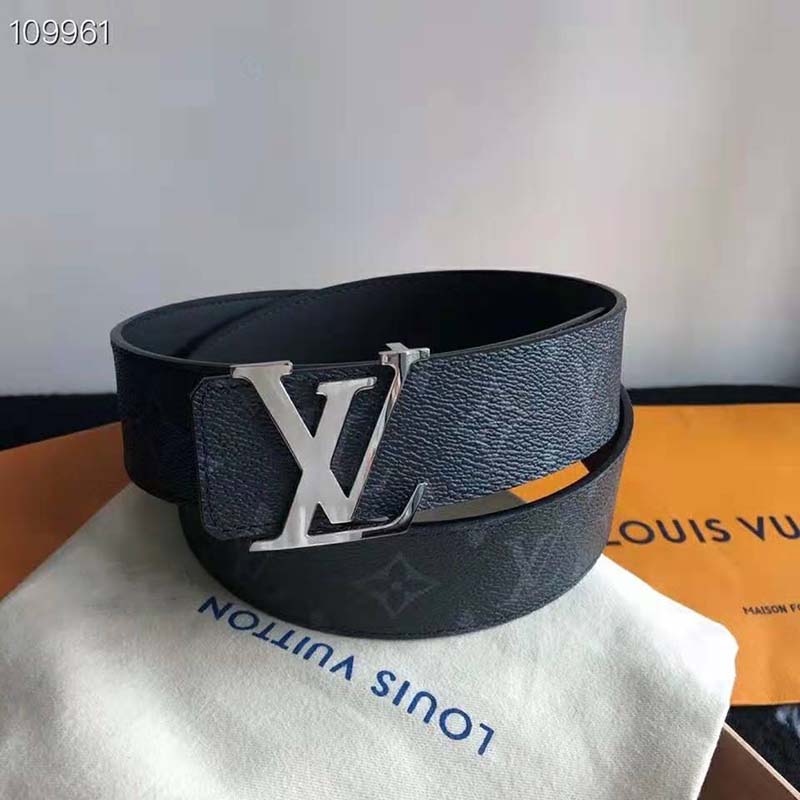 Louis Vuitton LV Line 40mm Reversible Belt Grey Monogram Canvas. Size 110 cm