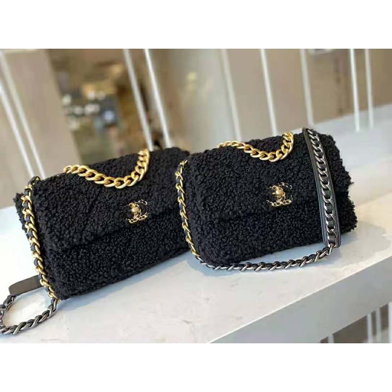 Chanel Black x Gold Glazed Tweed Reissue Hinge Large Medium Flap Bag  5ck310s
