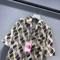 Gucci Men The North Face x Gucci Web Print Silk Shirt Chest Pocket Button Front